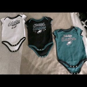 Philadelphia Eagles NFL Bodysuits Set of 3 Baby Onesies